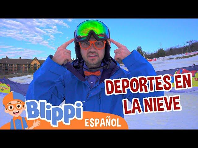 Blippi hace snowboard y otros deportes en la nieve ️ | Blippi Español | Aprende y Juega