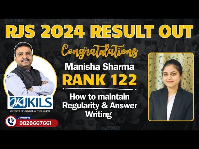 RJS 2024 Result: Rank 122 Manisha Sharma, How to maintain Regularity & Answer Writing