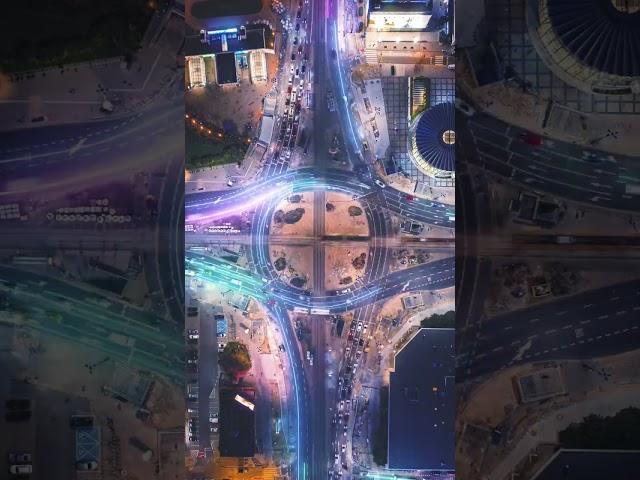 Life can get so complex and beautiful at the same time… #intersection #downtempo #neon #traffic