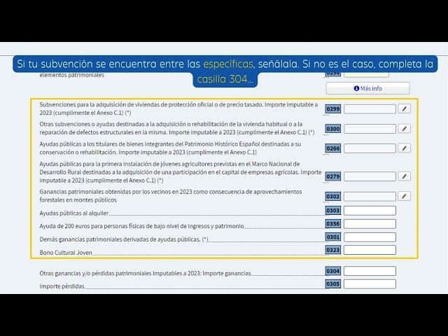 Renta 2023 - Subvenciones y ayudas