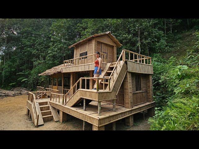 FULL VIDEO: 45 Days Building Two-Story Bamboo House - Living With Nature