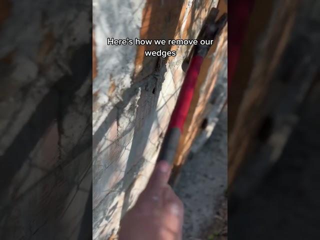 The First Step To Stripping A Concrete Retaining Wall | Removing Wedges | #concrete 