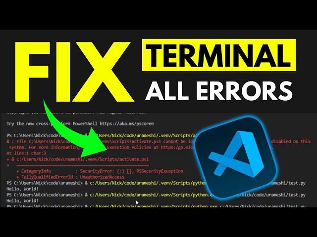 VS Code Terminal All Error Fix || vs code terminal not working windows 10 , 9, 8, 7, 11/SOLVED