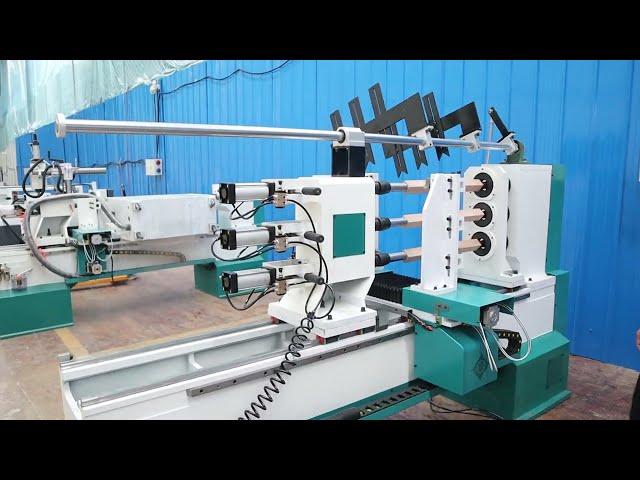 Three Axis CNC Wood Lathe with Two Cutters and Sloting Spindle