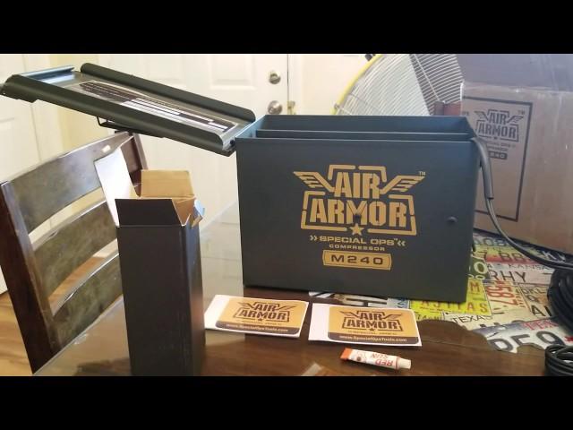 AIR ARMOR M240 AMMO CAN AIR COMPRESSOR/INFLATOR TIRE REPAIR KIT UNBOXING REVIEW (((PART 1)))