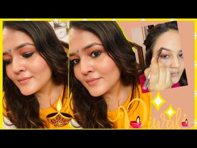 Natural  Peach Makeup Look || Step By Step Diwali Makeup Tutorial || Akanksha Swami 🪔