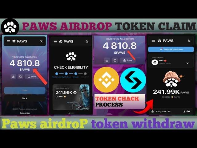 Paws airdrop token claim Full process  || paws airdrop token withdraw  || token chack process 