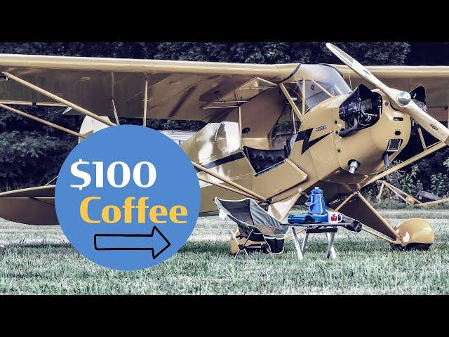 Forget the $100 Hamburger, go for the $100 Cup Of Coffee. Grass Strips & Fresh Coffee Grounds