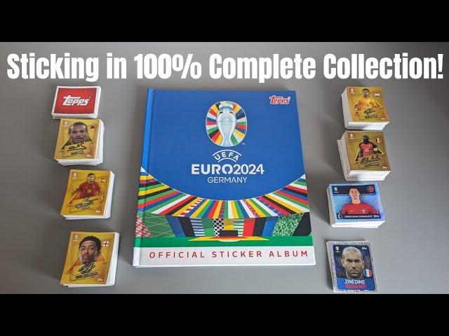 STICKING IN 100% COMPLETE COLLECTION INTO MY ALBUM! TOPPS EURO 2024 STICKER ALBUM, All 728 Stickers!