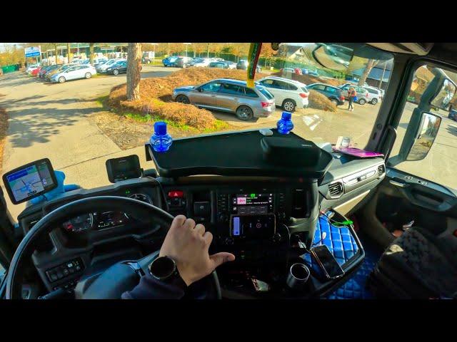 POV Truck Driving  Scania R500 Germany Very Narrow Spaces ASMR 4k New Gopro