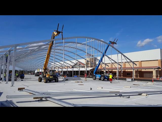 Losberger structure - Raising a 30m Arcum arch on a clearspan tent structure