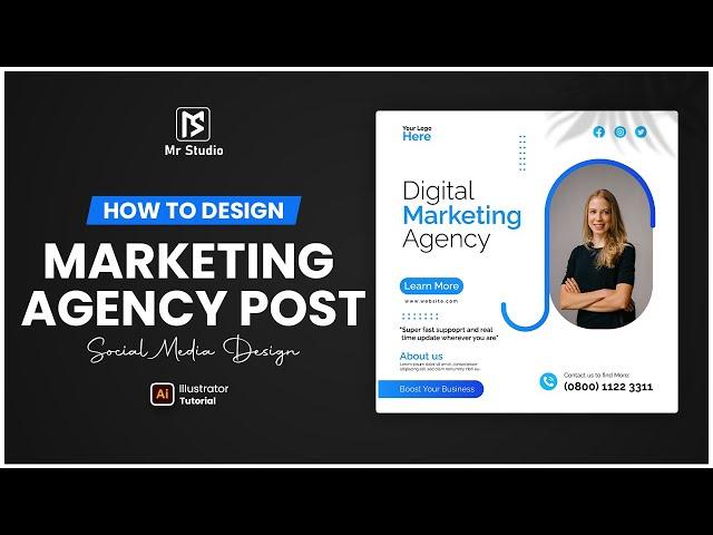 Digital Marketing Agency Social Media Post and Square Flyer Design | Photoshop Tutorial