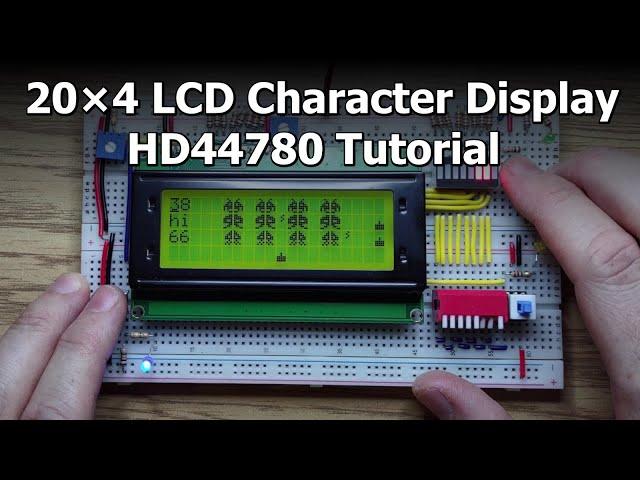 LCD2004 20×4 LCD Character Display with HD44780 Tutorial (All Switches and LEDs, No Microcontroller)