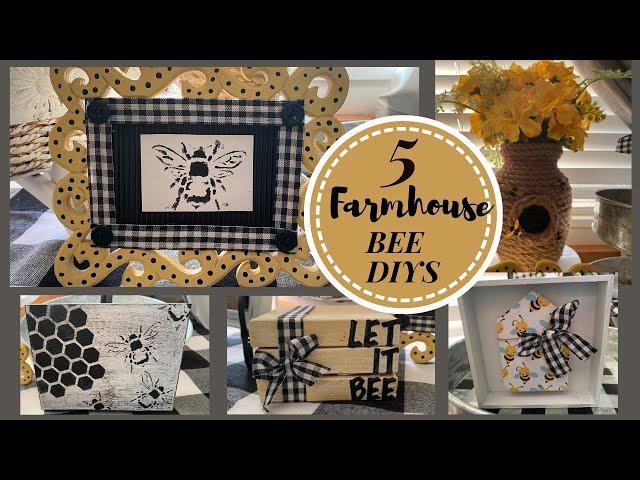 5 DOLLAR TREE Farmhouse BEE Decor DIYS Anyone can Make / BEE DECOR DIY / DOLLAR TREE DIY