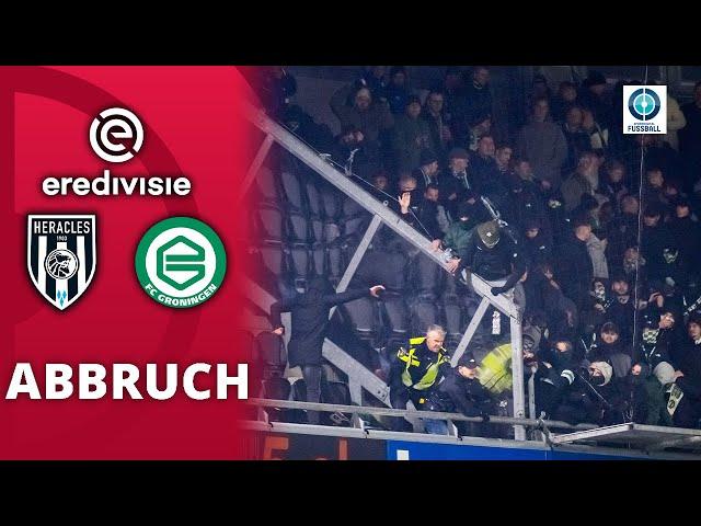 Auf Fanrandale folgt Spielabbruch! | Heracles Almelo - FC Gronigen