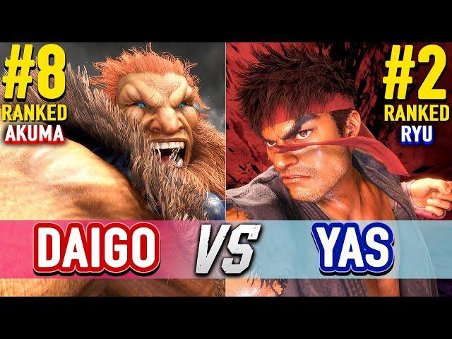 SF6  DAIGO (#8 Ranked Akuma) vs YAS (#2 Ranked Ryu)  Street Fighter 6 High Level Gameplay