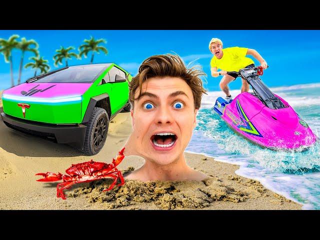 Last To Leave The Beach Wins $10,000!! (TESLA CYBERTRUCK Edition)