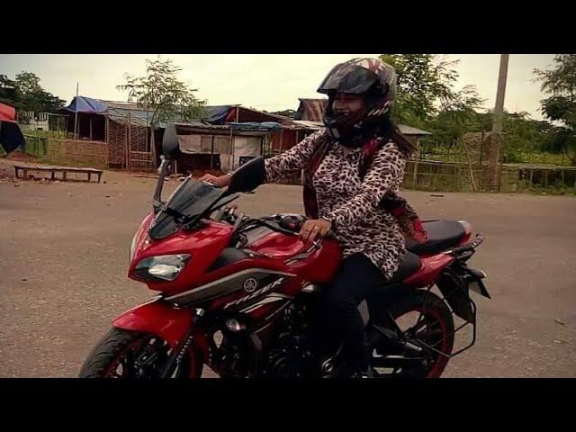 Bangladeshi Lady Biker || Safe Ride With Helmet || Biker Bd || 300 Ft Purbachal || Yamaha