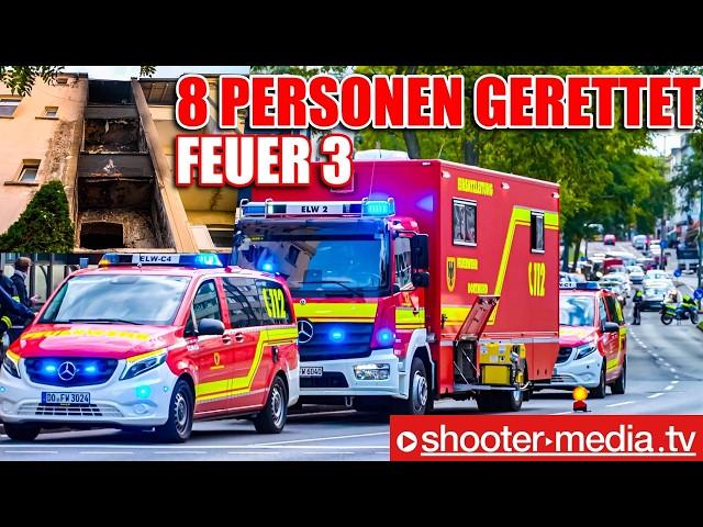   FEUER 3      8 PERSONEN VON FEUERWEHR GERETTET   |  7 Verletzte durch Rauchgas