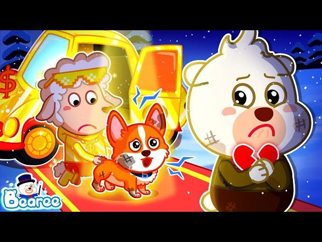 Bearee's Homeless Puppy Is Adopted by Rich David | Rich vs Poor Cartoon for Kids | Bearee Kids Show