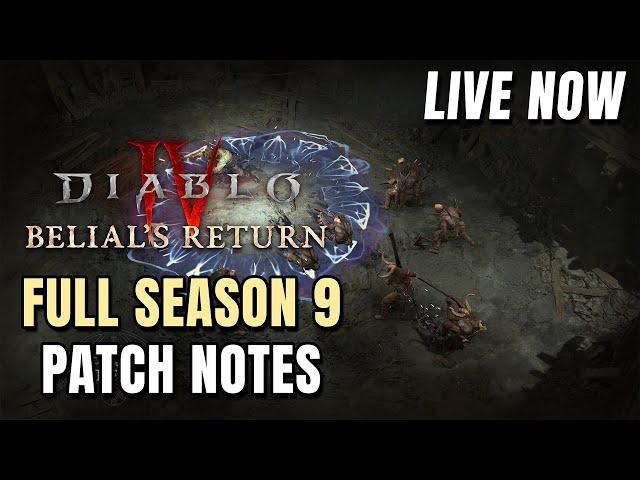 FULL PATCHNOES & NERFS in Season 9 - Diablo 4 LIVE