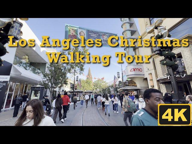 Los Angeles Christmas 2024 Walking Tour | 4K 60fps | Grove Americana Farmers Market Descanso Gardens