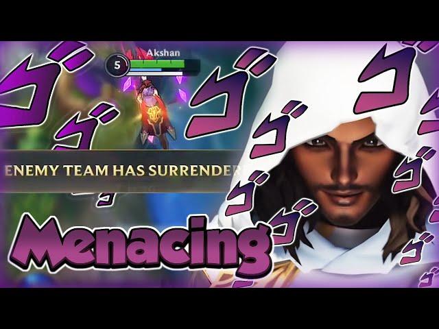 MENACING AKSHAN FORCING ENEMY TO SURRENDER  - BUILD & RUNES - WILD RIFT GAMEPLAY