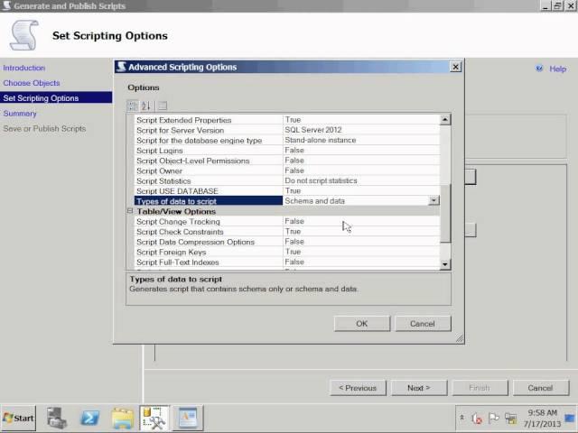 SQL Server 2012 backup single table