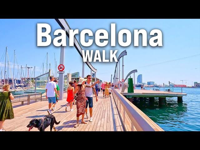 BARCELONA, Spain 4K Walking Tour - BEACH WALK & More | Immersive Video with Captions [4K/60fps]