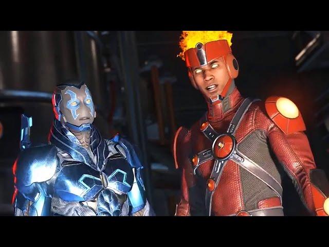 Injustice 2 - Blue Beetle and Firestorm scene