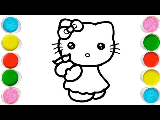 Hello Kitty with Apple Drawing, Painting & Coloring For Kids and Toddlers_ Kids Art