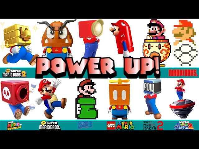 Evolution Mario Mask and Item Power-ups in Super Mario Bros Games vs LEGO