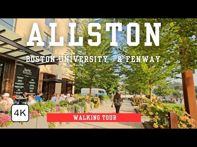 Boston walking tour in Allston, Boston University, and Fenway [4K] city sounds