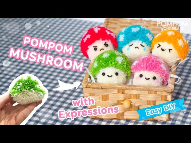 DIY Pompom Mushroom with Expressions - Pompom Crafts