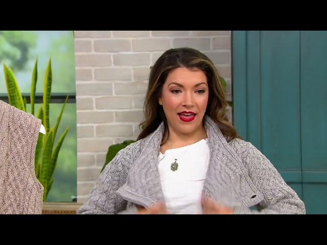 Aran Craft Merino Wool Asymmetrical Zip-Front Sweater on QVC
