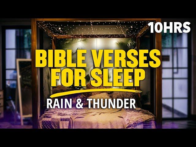 Bible Verses For Sleep Read Quietly Over Heavy Rain | KJV | Black Screen