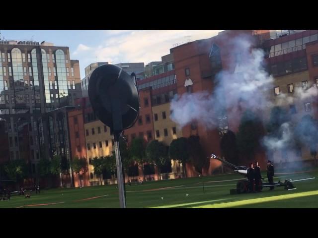 Firing the guns at Finsbury barracks