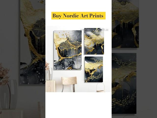 Mybudgetart.com.au | Buy Nordic Wall Art | Golden Art Prints #shortsvideo #nordic #canvasprints #art