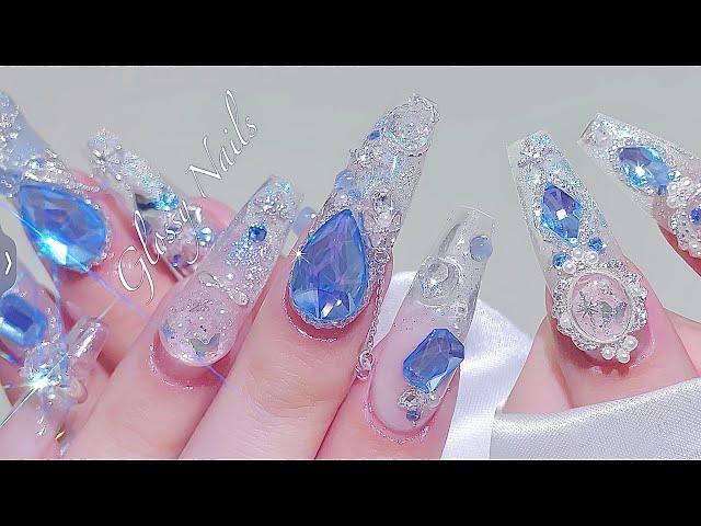 sub) Transparent Glossy Nails/Korean Nails /  Magnet nails / Nail art / Self-nails / ASMR