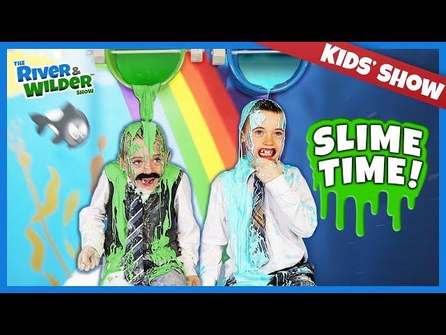 SLIME GAME! Kids make OOBLECK and GET SLIMED