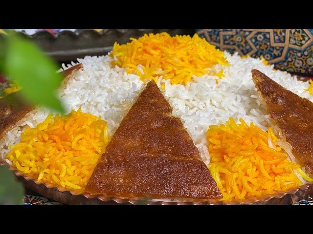 تمام نکات طلایی یک برنج مجلسی با ته دیگ ترد و جذاب و دم کردن زعفران persian saffron rice with Tandig