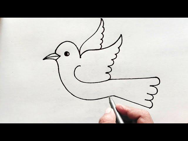 How to draw Bird with Flag | Freedom Bird Drawing for beginners