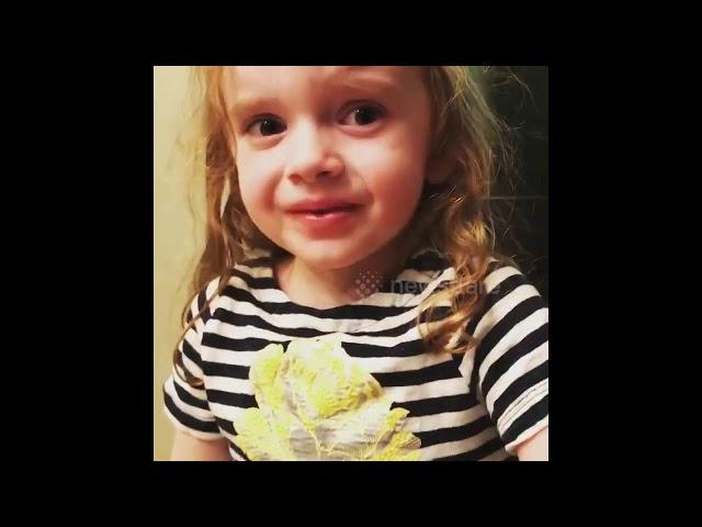 'I'm OK!' Four-year-old US girl tries extremely hard to enjoy her mum's cooking