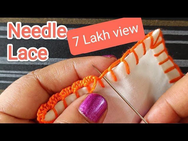 No 1 || Lace Embroidery || Edging Stitch || Needle lace Border || Randa Embroidery ||