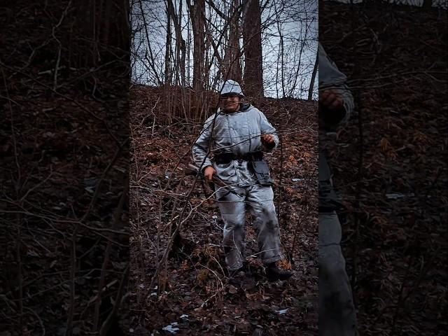 A Wehrmacht soldier descends a mountainside. Reenactor #ww2