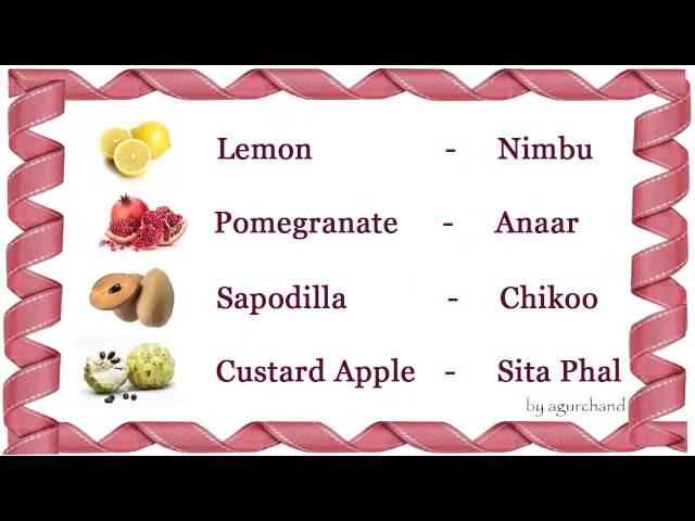 Learn Hindi through English - Fruits in Hindi