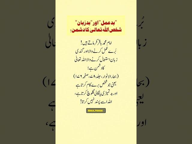 حضرت امام محمد باقر علیہ السلام ارشاد فرماتے ہیں
