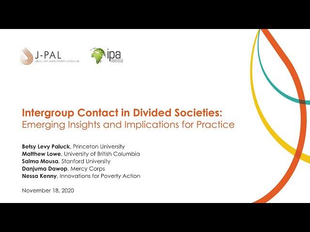 Webinar: Intergroup Contact in Divided Societies: Emerging Insights and Implications for Practice