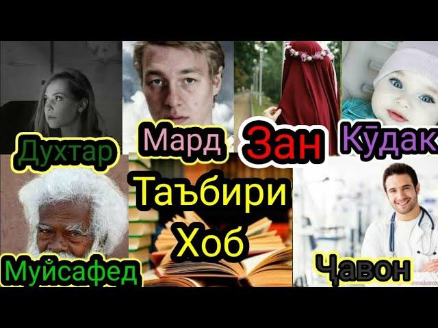 Таъбири Хоб: Мард дар хоб,Ҷавон дар хоб,Зан дар хоб,Муйсафед дар хоб,Пиразан дар хоб,Духтар дар хоб