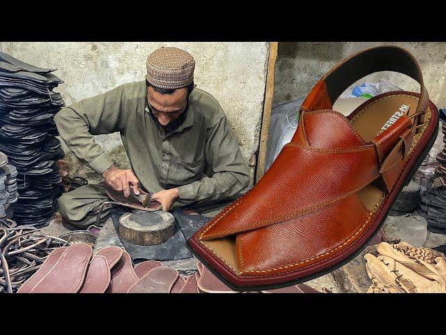 Process of Making Handmade Embossed Cordovan Leather Shoes | Sandal Making With Simple Tools